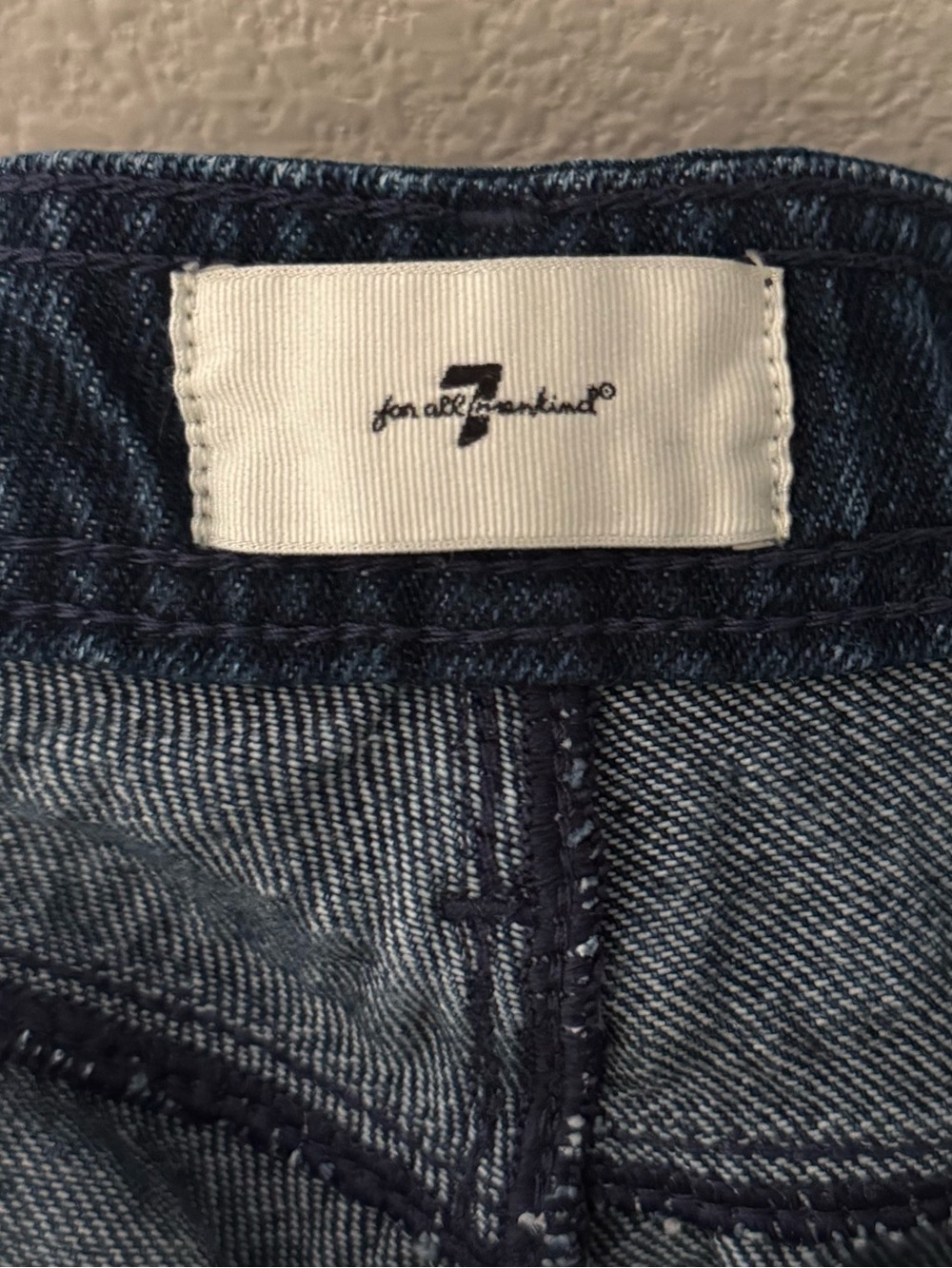 7 For All Mankind Modern Dojo Wide Leg Trouser Jeans 32 Dark Denim Minimalist - Picture 12 of 12